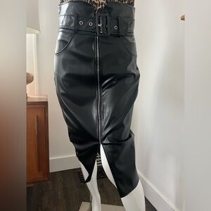 SOLD CBR Black Faux  Leather Skirt